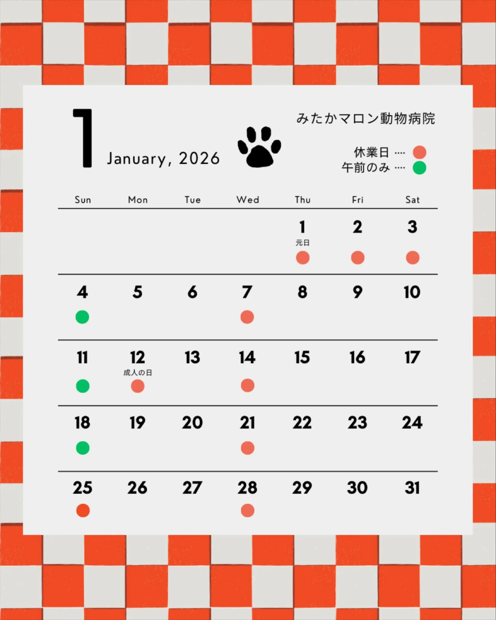 1月の診察日です🎍🐎🌅